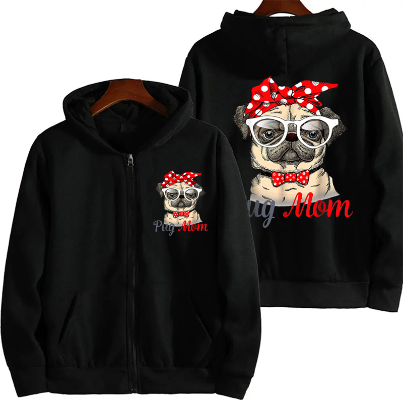 Funny Pug Mom Print Zipper Hoo - Plant Parent Hoodie review and price